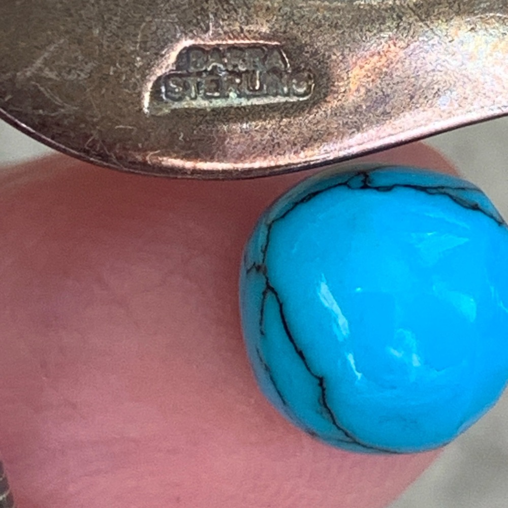 Alpaca Mexico Turquoise Abstract Pendant Necklace - Modernist Design - Picture 8 of 8